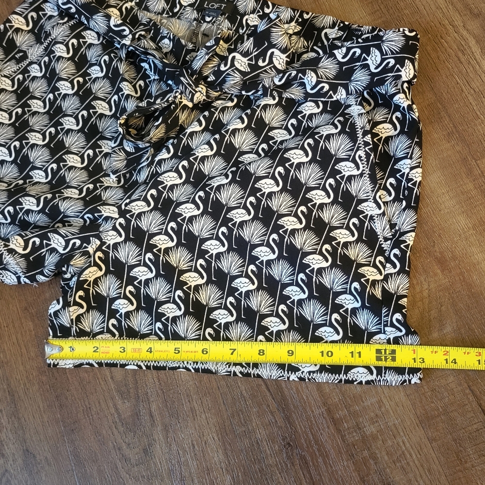 LOFT Flamingo Shorts Tie Waist Black and White - Picture 11 of 11